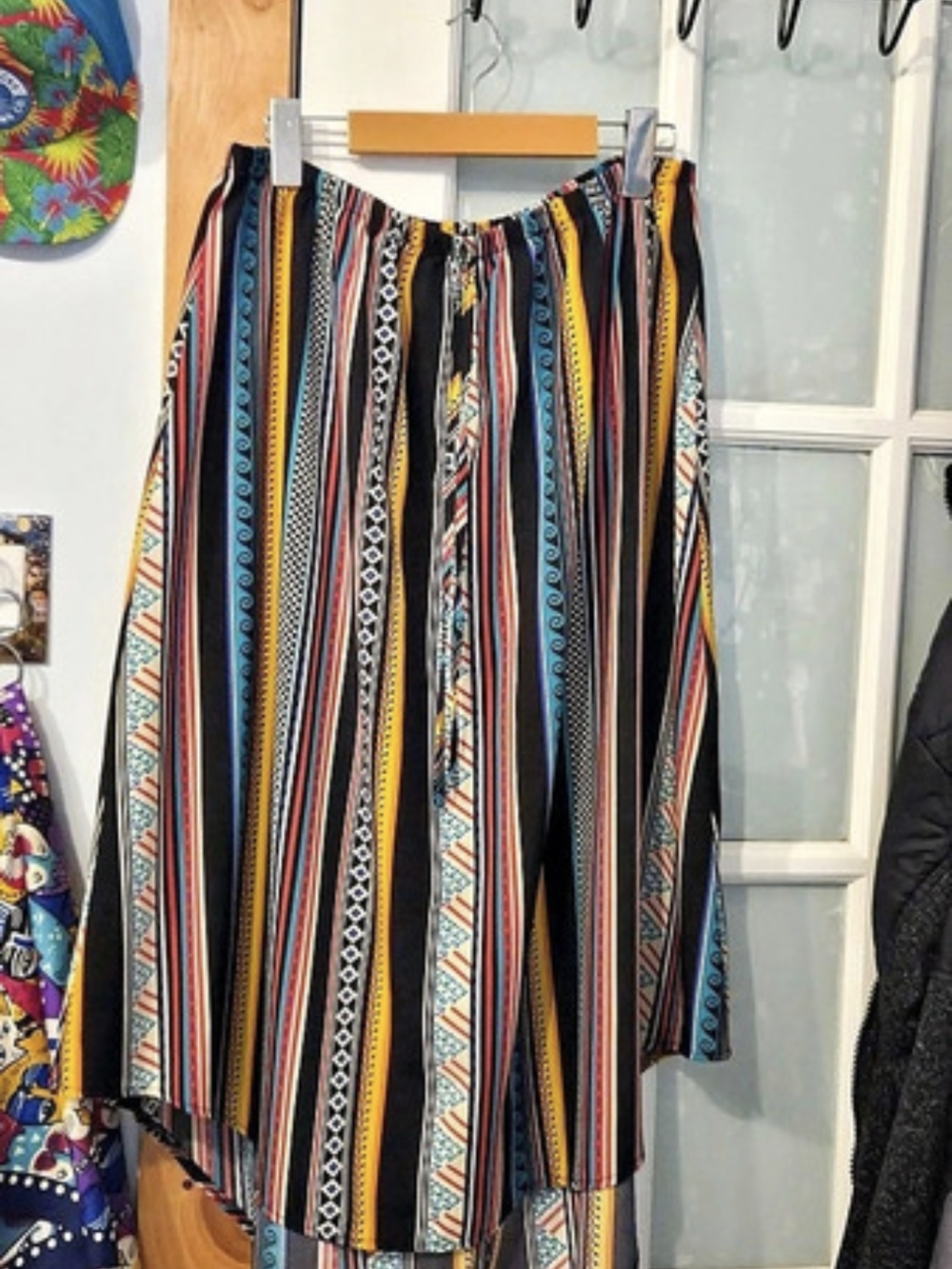 Geometric Maxi Skirt in Black & Multicolor Size XXL